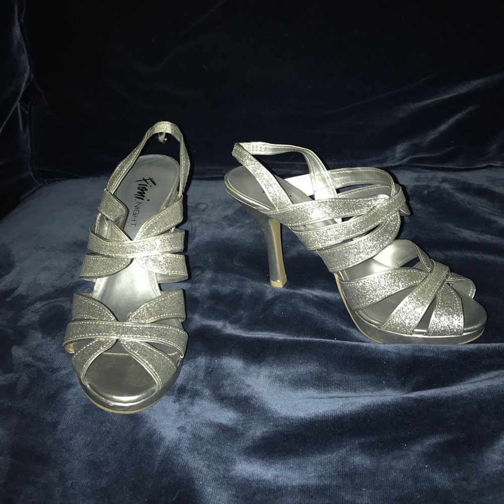 Glitter Sparkly Silver Stiletto Heels